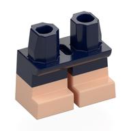 Lego Legs Short with Light Nougat Feet Pattern [Multi Color Injection] / Dark Blue