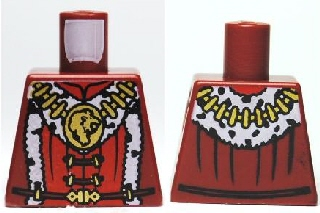 Lego Torso Castle Kingdoms Lion Head Medallion and Fur Trim Pattern / Dark Red
