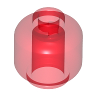 Lego Minifig Head [Plain] [Vented Stud - 2 Holes] / Trans-Red