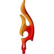 Lego Wave / Flame Rounded Double with Axle with Marbled Bright Light Orange Pattern