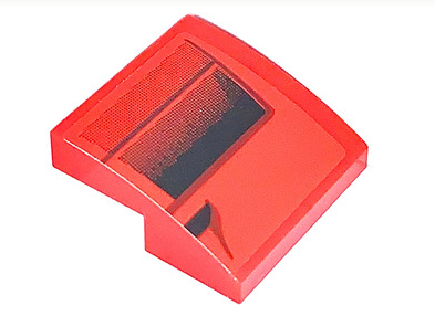 Lego Slope, Curved 2 x 2 x 2/3 with Black Faded Air Vents Pattern Model Left Side (Sticker) - Set 75890 / Red