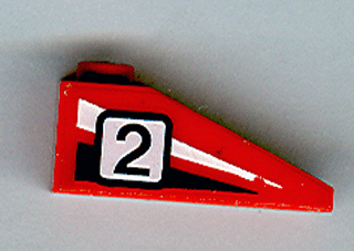 Lego Slope 33 3 x 1 with Black Number 2 on Black and White Stripes Pattern Model Right Side (Sticker) - Sets 4555 / 6539