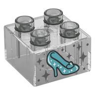 Lego Duplo Brick 2 x 2 with Glass Slipper Print