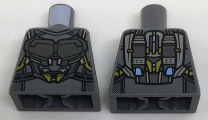 Lego Torso Silver Space Armor with Gold and Bright Light Blue Trim Pattern / Dark Bluish Gray