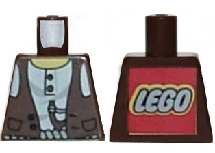 Lego Torso Adventurers Desert Vest over White Shirt, Slingshot Pattern - LEGO Logo on Back / Brown