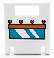 Lego Container, Box 2 x 2 x 2 Door with Slot with Oven Window with Dark Turquoise Glass, Orange Handle and Knobs Pattern (Sticker) - Set 41428
