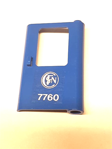 Lego Door 1 x 4 x 5 Train Right, Thin Support at Bottom with French Old Version Train Logo and '7760' Pattern (Sticker) - Set 7760