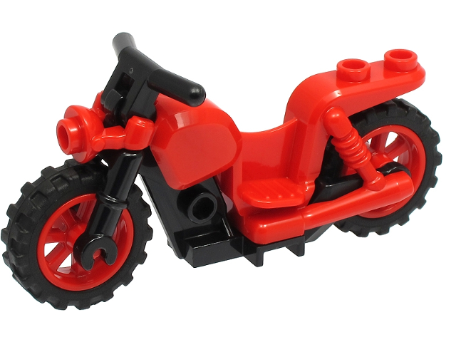 Lego Motorcycle Cruiser with Black Frame, Red Wheels, and Black Handlebars
