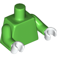 Lego Torso, Bright Green Arms, White Hands [Plain] / Bright Green