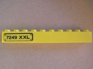 Lego Brick 1 x 10 with '7249 XXL' Pattern Model Left Side (Sticker) - Set 7249 / Yellow
