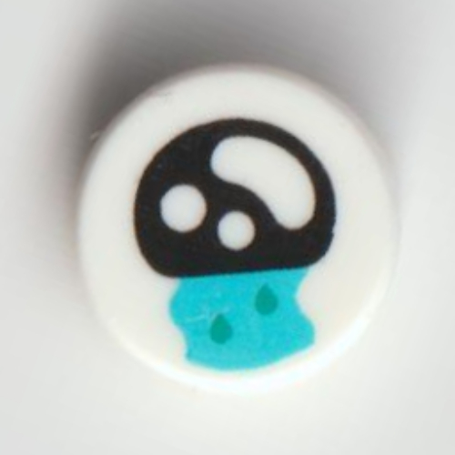 Lego Tile Round 1 x 1 with Black Eye, Blue Tears Print