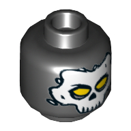 Lego Minifig Head Crossbones, White Skull Mask with Yellow Eyes Print [Hollow Stud] / Black