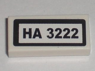 Lego Tile 1 x 2 with 'HA 3222' Pattern (Sticker) - Set 3222
