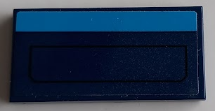 Lego Tile 2 x 4 with Dark Azure Stripe and Black Hatch Outline Pattern (Sticker) - Set 60196