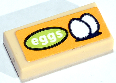 Lego Tile 1 x 2 with White 'eggs' in Lime Oval Pattern (Sticker) - Set 41747