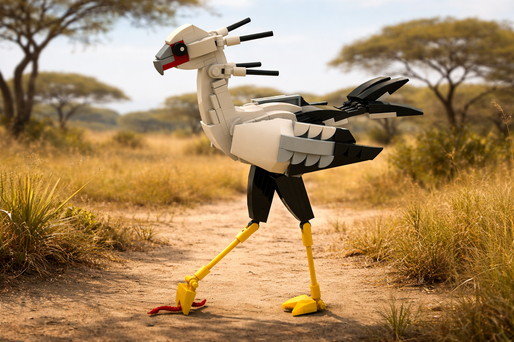 Lego Secretary bird - Sagittarius serpentarius - Accurate and elegant
