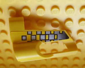 Lego Technic, Panel Fairing # 6 Small Short, Large Hole, Side A with Silver Checkered Pattern (Sticker) - Set 8240 / Yellow