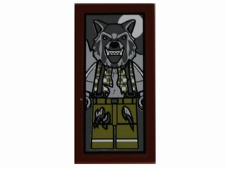 Lego Tile 2 x 4 with Werewolf Portrait Pattern (Sticker) - Set 10228
