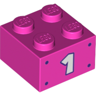 Lego Brick 2 x 2 with '1' Print