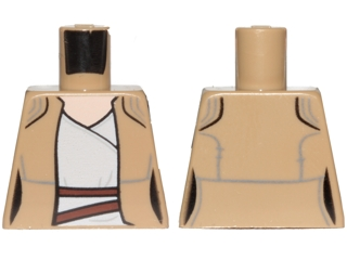 Lego Torso SW Female Outline, LBG Undershirt, Dark Tan Jacket and Dark Brown Two Belts Pattern (Rey) / Dark Tan