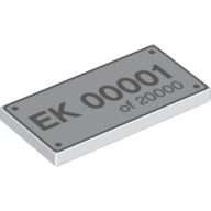 Lego Tile 2 x 4 with 'EK xxxxx of 20000' License Plate Print