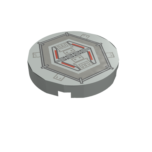 Lego Tile Round 2 x 2 with Hexagonal Hatch Print / Light Gray