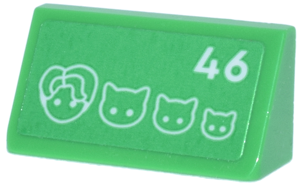 Lego Slope 30 1 x 2 x 2/3 with White House Number '46', Mini Doll and Cat Heads Pattern (Sticker) - Set 42670