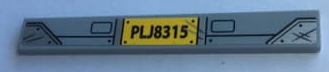 Lego Tile 1 x 8 with 'PLJ8315', Silver Scratches and Headlights Pattern (Sticker) - Set 75933