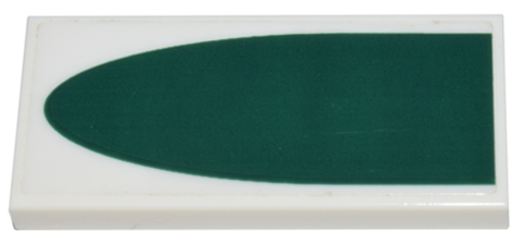 Lego Tile 2 x 4 with Dark Green Half Oval Pattern (Sticker) - Set 8088