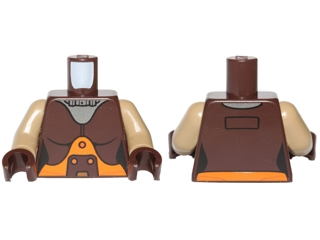 Lego Torso Female Space Jumpsuit with Orange Belt and Silver Neck Plate Pattern (SW Hera Syndulla) / Dark Tan Arms / Dark Brown Hands
