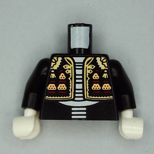 Lego Torso Jacket, Mariachi Band, White Skeleton Print, Black Arms, White Hands