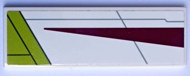 Lego Tile 2 x 6 with Dark Red and Lime Triangles, Light Bluish Gray Lines, Starfighter Pattern Model Right Side (Sticker) - Set 75333