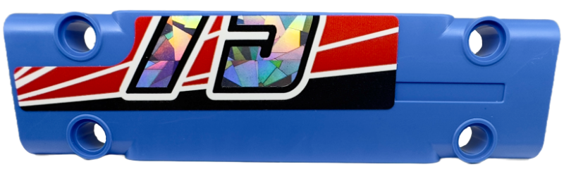 Lego Technic, Panel Plate 3 x 11 x 1 with Partial Holographic Number 75 Bottom Half on Black, White and Red Stripes Pattern Model Left Side (Sticker) - Set 42153