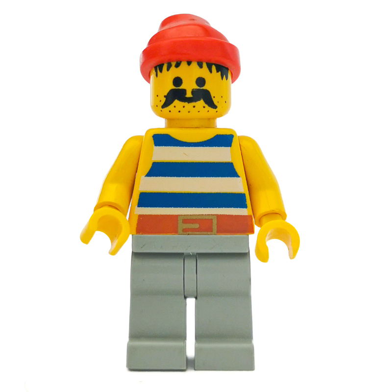 Lego Pirate - Blue Stripes, Light Gray Legs, Red Bandana, 3626b