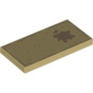Lego Tile 2 x 4 with Dark Tan Stained Blanket Print