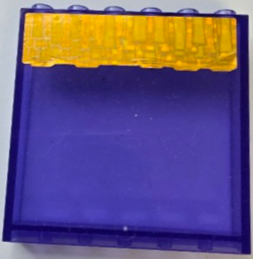 Lego Panel 1 x 6 x 5 with Gold Holographic Mirrored Curtains Pattern (Sticker) - Set 41258 / Trans-Purple