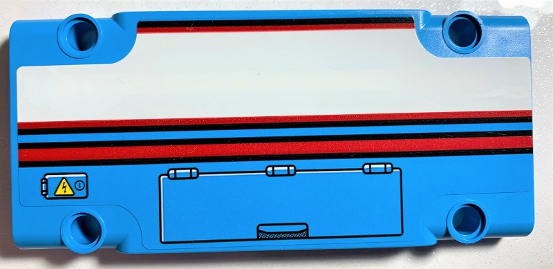 Lego Technic, Panel Plate 5 x 11 x 1 with Red Line, White Stripe Outlined in Red, Warning Sign and Hatch Pattern Model Left Side (Sticker) - Set 42070