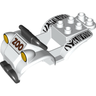 Lego Duplo Quad Bike Top 4 x 8 x 2 - Black Handlebars and 'ZOO' and Safari Stripe Print / White