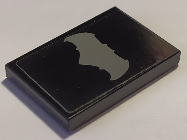 Lego Tile 2 x 3 with Dark Bluish Gray Batman Logo Pattern (Sticker) - Set 76087
