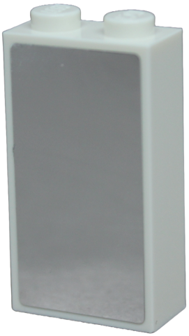 Lego Brick 1 x 2 x 3 with Silver Mirror Pattern (Sticker) - Set 41719 / White