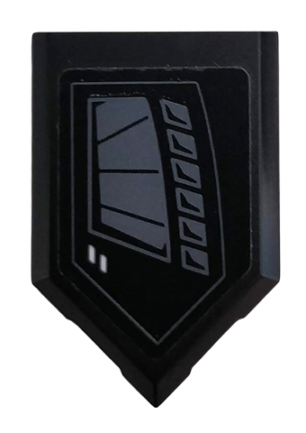 Lego Tile, Modified 2 x 3 Pentagonal with Dark Bluish Gray Vents Pattern Model Right Side (Sticker) - Set 76100