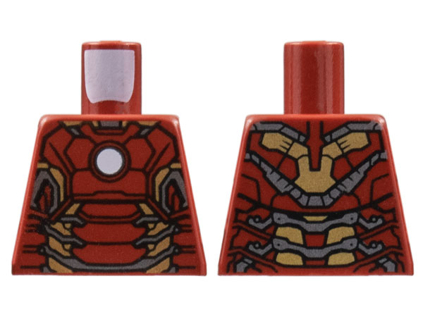 Lego Torso Armor with White Circle and Gold Plates (Mark 43) Pattern / Dark Red