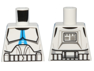 Lego Torso SW Armor Clone Trooper with Blue 501st Legion Markings Pattern (Clone Wars) / White