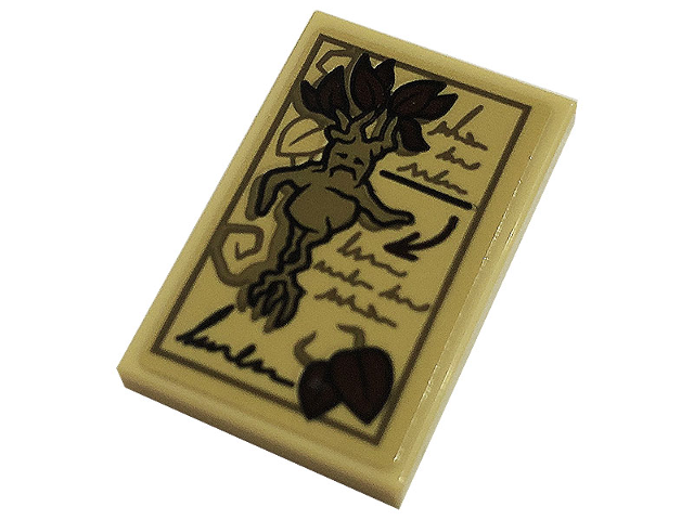 Lego Tile 2 x 3 with Mandrake, Leaves, Writing and Arrow Pattern (Sticker) - Set 76384