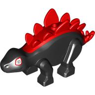 Lego Animal, Dinosaur, Stegosaurus Small with Red Spikes, Eyes print / Red