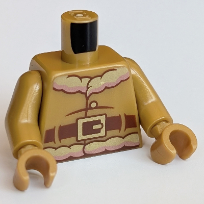 Lego Torso Santa Jacket with Fur and Reddish Brown Belt Print, Pearl Gold Arms and Hands