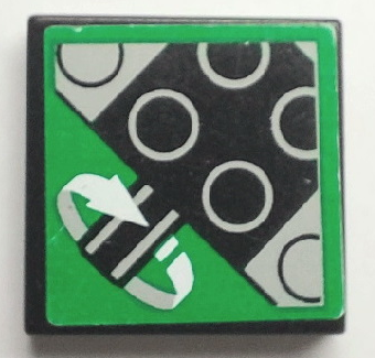Lego Tile 2 x 2 with Rotation Sensor Pattern (Sticker) - Set 8479 / Black