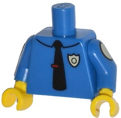 Lego Torso Simpsons Police Shirt with Collar, Tan Badge, Black Tie with Red Clip Pattern / Blue Arms with Tan Ovals Pattern / Yellow Hands