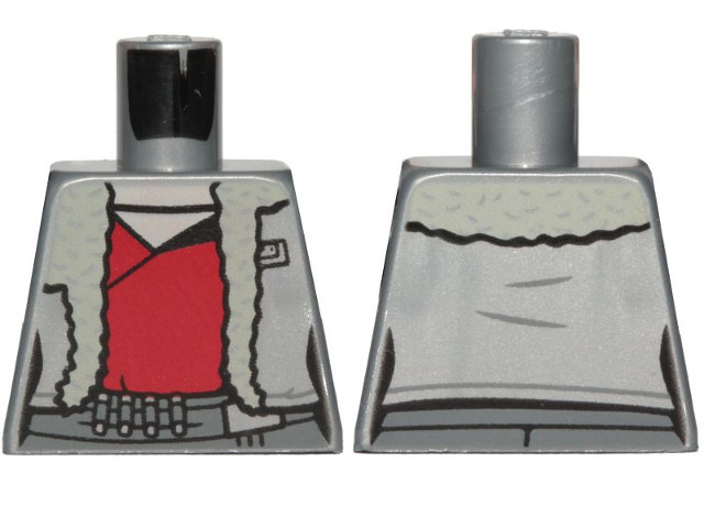 Lego Torso Female SW Jacket with Collar, Red Undershirt Pattern (Qi'ra) / Flat Silver