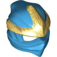Lego Wrap with Forehead Ridge with Gold 3 Point Emblem, Bow in Back Pattern / Dark Azure